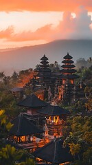 Fototapeta premium Bali s revered besakih temple with stunning mountain backdrop picture