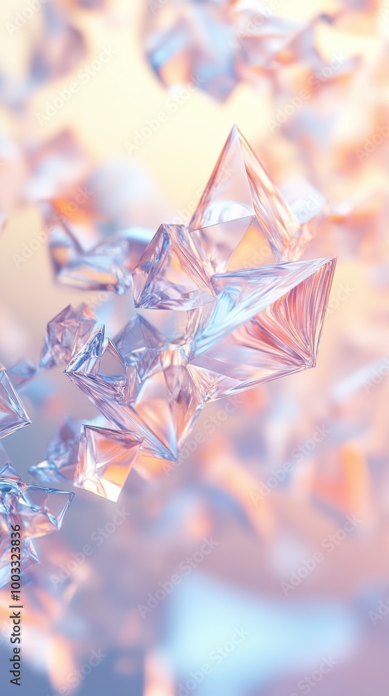 Aufkleber a mesmerizing wallpaper array of crystalline shapes suspended in a dreamy gradient background