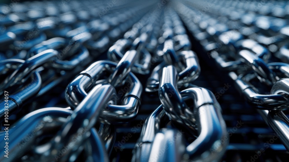 Poster close-up of metallic links in a chain structure