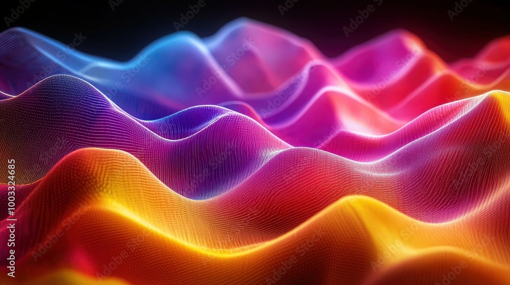 Poster vivid color wave abstract background with grainy texture - ultra-realistic 3d render in 8k uhd quali