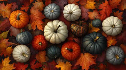 Fototapeta premium Vibrant Autumn Pumpkins - Colorful Vector Illustration in 8K UHD Quality