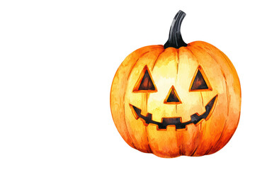 Fototapeta premium A vibrant Halloween pumpkin with a classic carved face, isolated on white background. isolated on transparent background.