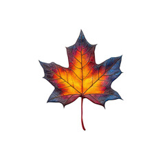 Obraz premium Colorful autumn leaf with vibrant hues of orange and yellow, isolated on a white background. isolated on transparent background.