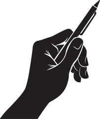 Hand holding a pen silhouette vector icon