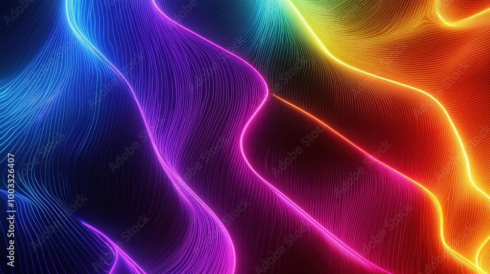 Poster futuristic neon glow - abstract 3d rendering with dynamic colorful lines | ultra-realistic 8k uhd wa
