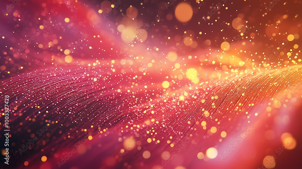 Aufkleber golden and red bokeh shimmer with hints of sparkling glitter.