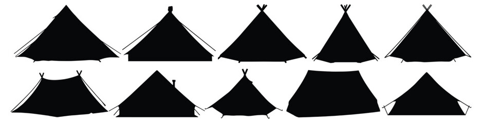 Camp tent silhouette set vector design big pack of tent illustration and icon © Catnip
