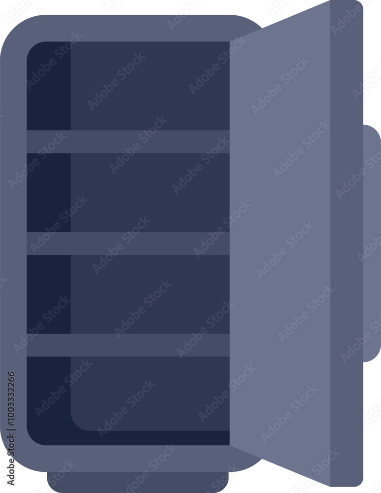 Aufkleber empty open metal safe with shelves for storing valuables is isolated on white background