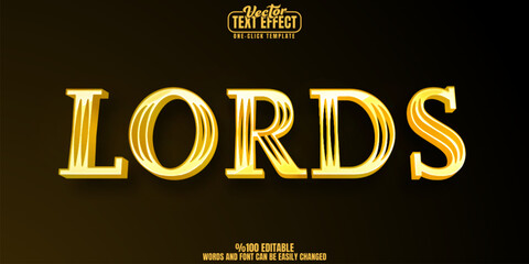 Lord editable text effect, customizable gold and royal 3d font style