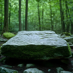 Moss Covered Stone in Forest - A Realistic Image