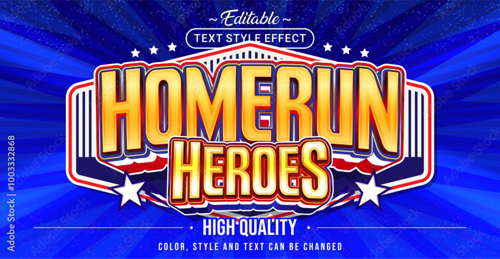Poster Editable text style effect - Homerun text style theme.
