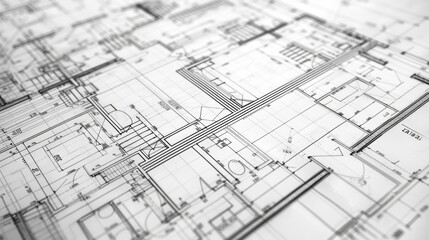 Detailed Architectural Blueprint Schematic with Technical Drawings and Designs
