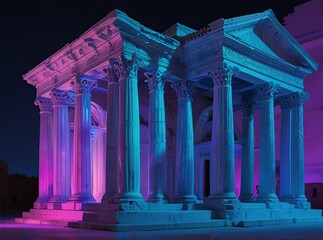 Obraz premium roman temple at night