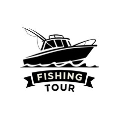  fishing boat vector illustration minimalist logo