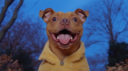 Fototapeta premium Autumn Gaze: A Dog’s Moment of Wonder