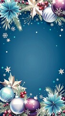 christmas background with balls and ribbon
