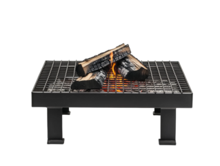 Adjustable height campfire grill with a rotating square grate and a heavyduty steel base
