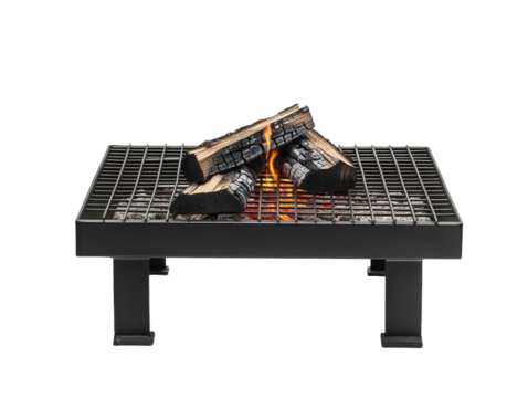 Adjustable height campfire grill with a rotating square grate and a heavyduty steel base