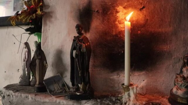 Statuette of a Catholic Saint in the Church of Los Negros in Chascomus