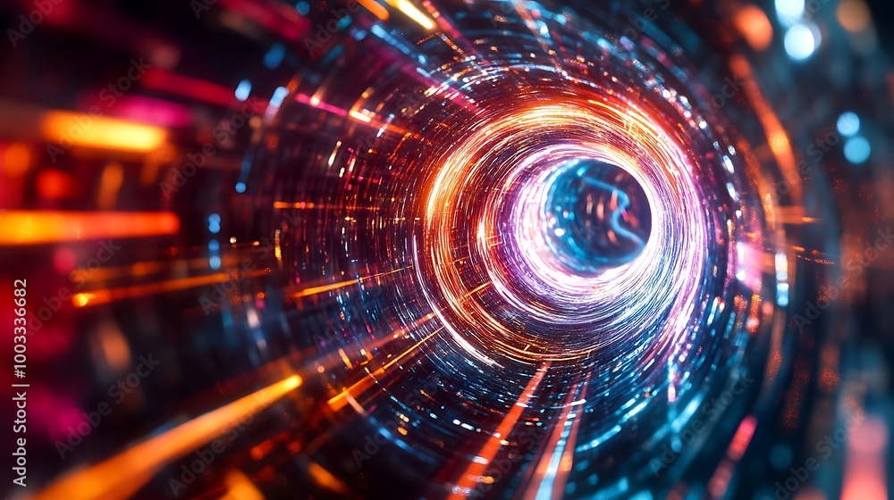 Poster mesmerizing fractal patterns with vibrant swirling energy and colors image