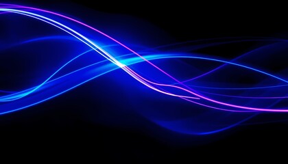 Abstract Futuristic Light Streaks in Glowing Blue and Purple Neon, High-Tech Motion Blur