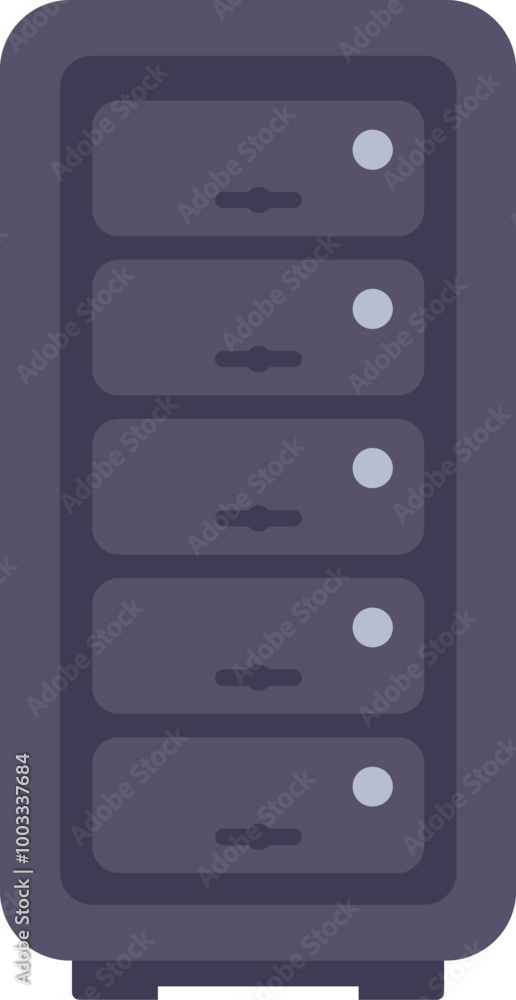 Poster minimalist icon of a server tower storing data for cloud computing