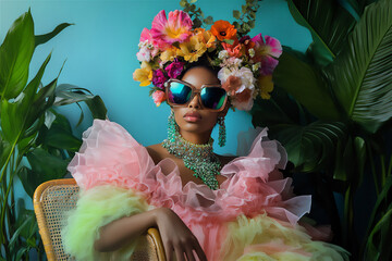 woman_wearing_big_sunglasses_flowers_on_head_ball_gown_003