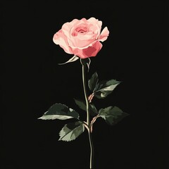Pink Rose Flower Illustration