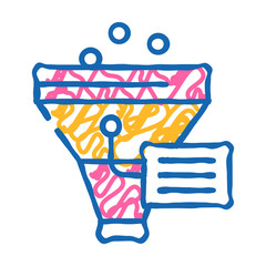 funnel filter data science doodle icon sketch vector. funnel filter data science sign. isolated symbol illustration