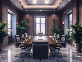 Elegant Modern Office Meeting Room Interior Design 3D Illustration