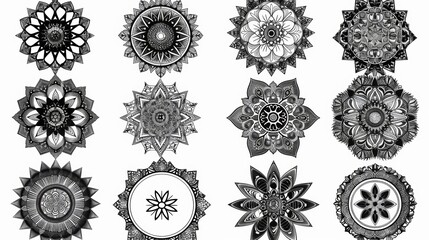 Exquisite Mandala Designs in Monochrome Splendor   Intricate Geometric Patterns for Spiritual Meditative and Decorative Purposes