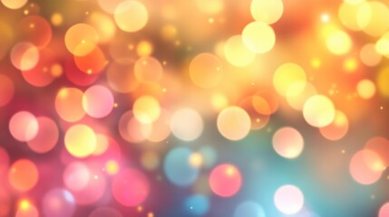 Fototapeta premium Blurred, colorful light circles floating over a soft gradient background, creating an ethereal effect.