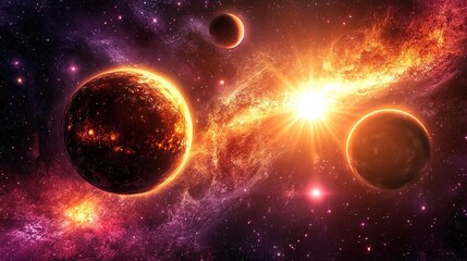 Naklejka premium A breathtaking view of stars scattered across the vast expanse of space, showcasing the endless beauty and mystery of the universe. The stars twinkle brilliantly against the deep blackness of space, 