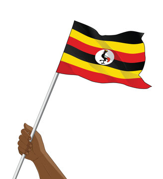 recommend clip art: hand holding a waving uganda flag vector