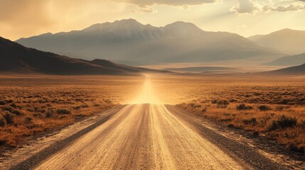Naklejka premium Open Road Leading to Mountains
