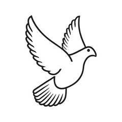 Flying pigeon line silhouette vector