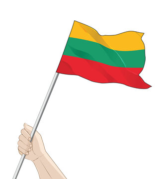 recommend clip art: hand holding a waving lithuania flag vector