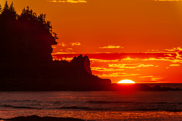  sunset on the Gulf of St Lawrence at twilight in Gaspe Peninsula,Quebec,Canada