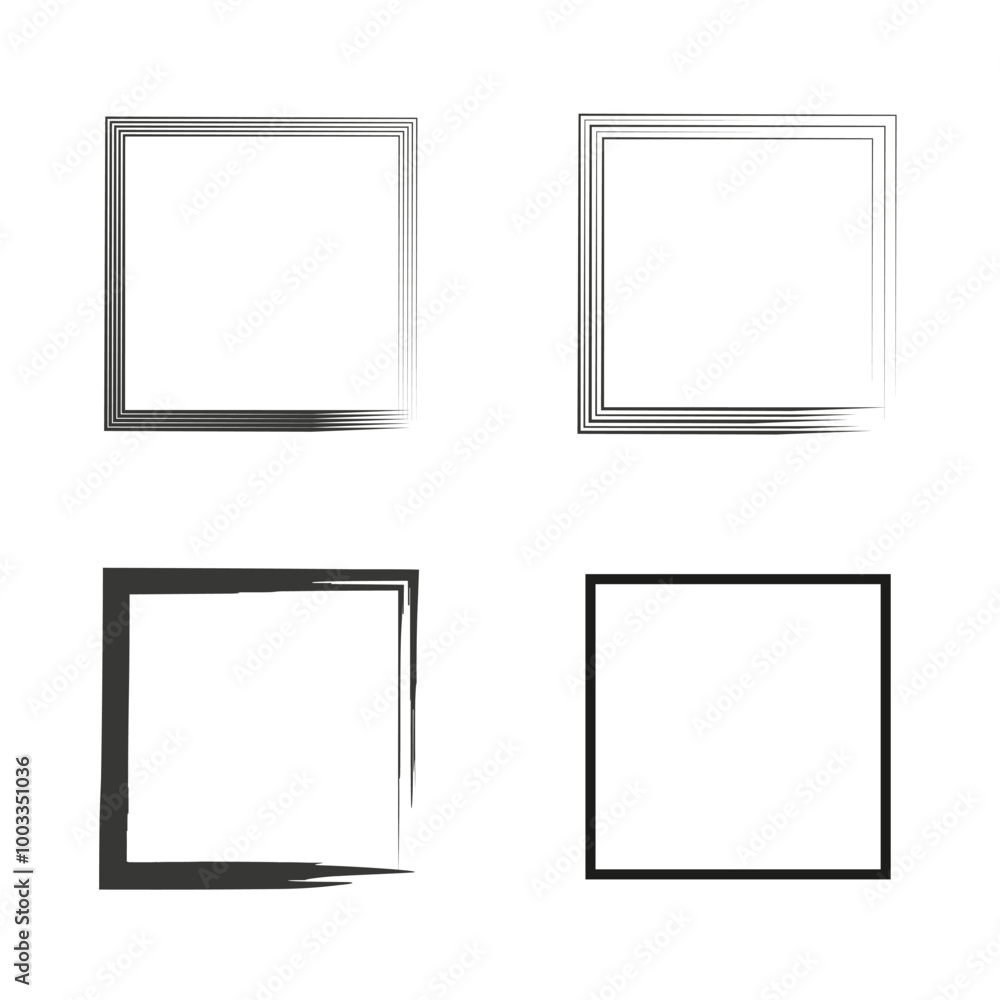 Aufkleber square frame icon set. decorative vector borders. geometric abstract lines. monochrome clean design.