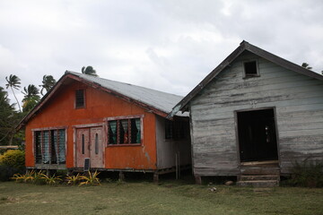 Rural Fijian village houses, Fiji