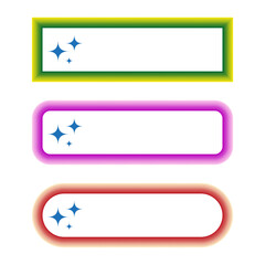 Gradient frame icons. Colorful rectangular borders. Shiny stars detail. Neon gradient accents.