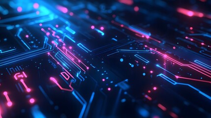 Fototapeta premium 2d illustration Abstract futuristic electronic circuit technology background. 