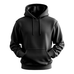 Black pullover hoodie isolated on white background