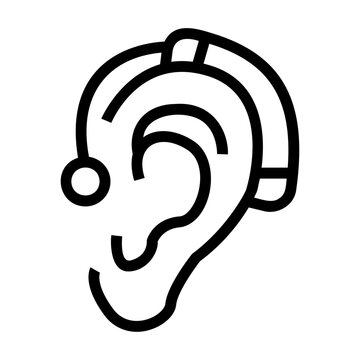 black hearing aid on ear clip art preview
