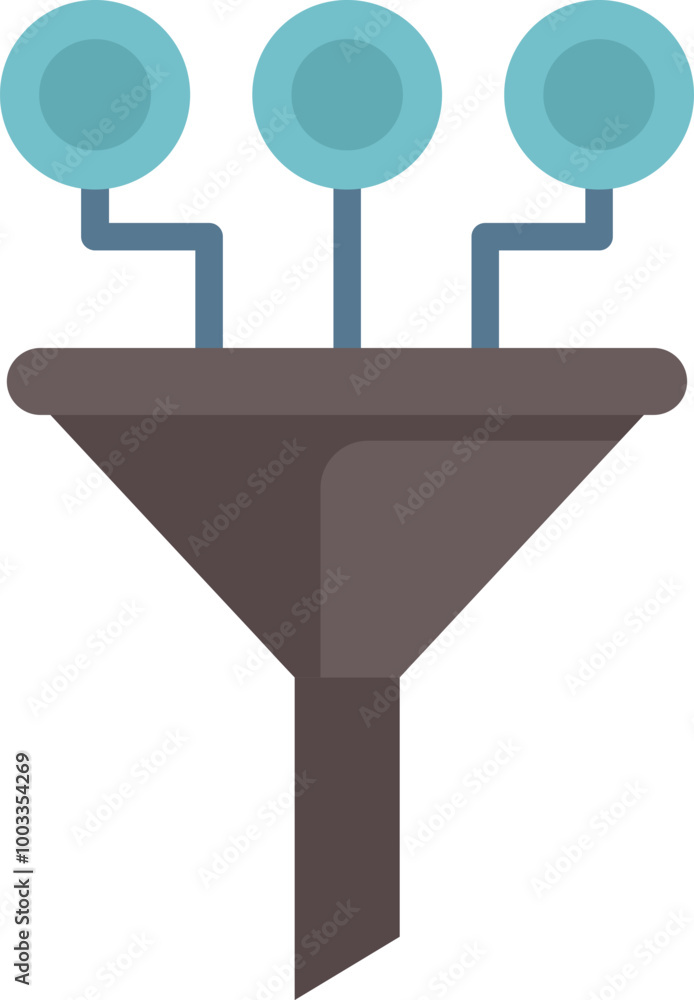 Poster data funnel is processing information and sorting for digital analysis