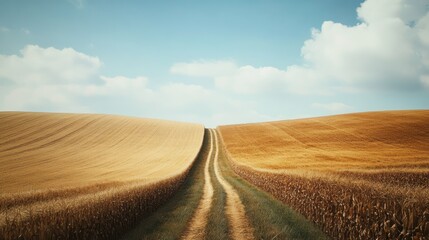 Obraz premium Golden Path Through the Fields