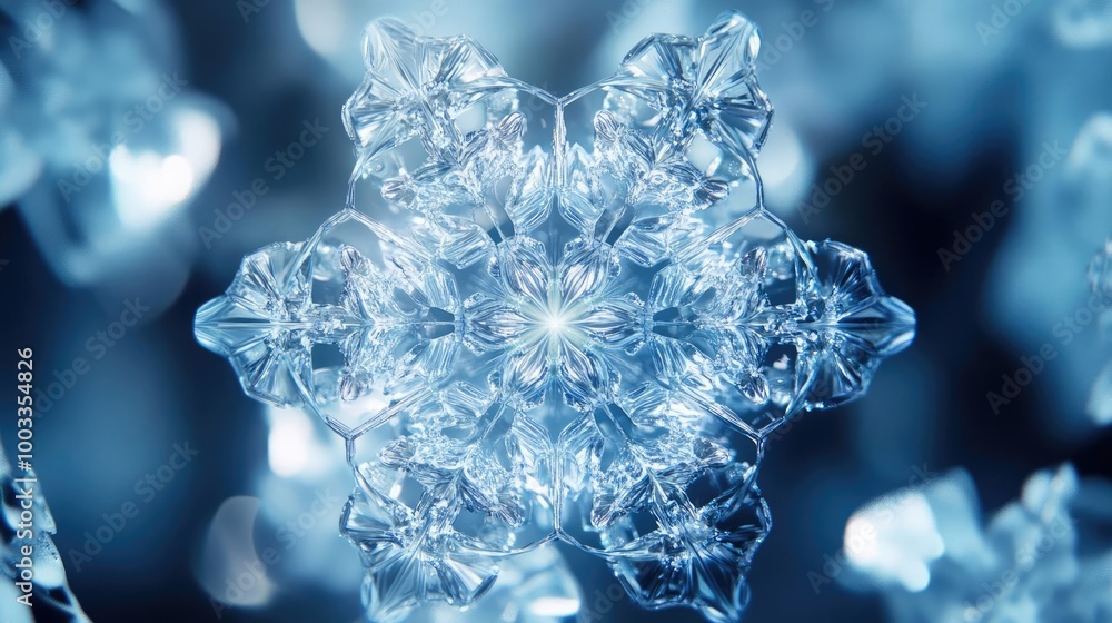 Poster intricate snowflake detail showcasing unique crystalline structure and delicate design, perfect for 