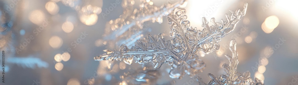 Poster a close-up of a delicate snowflake, showcasing intricate patterns and sparkling details, illuminated