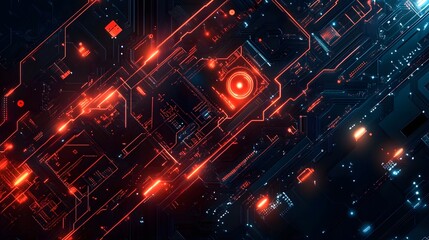 Obraz premium 2d illustration Abstract futuristic electronic circuit technology background. 