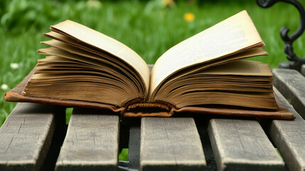 Open Book on Park Bench